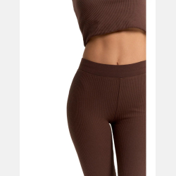 Legginsy damskie BAWEŁNIIANE, szeroka guma w pasie MOKKA MORAJ